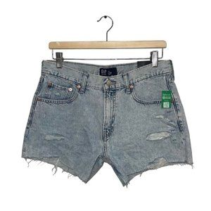 GAP‎ Jean Shorts Women's Size 4 US Light Denim Mid Rise Destructed Stride NWT